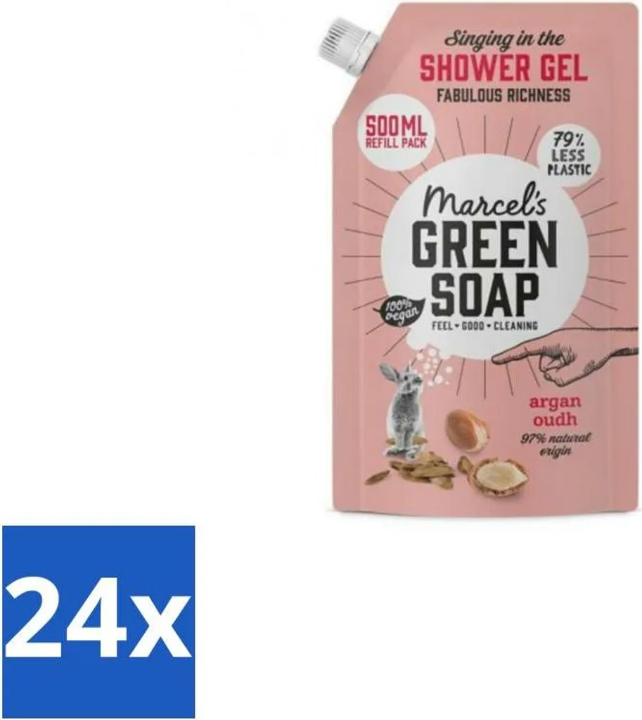 Offerta 24 Ricariche Marcel's Green Soap Argan & Oudh 500ml - Gel Doccia