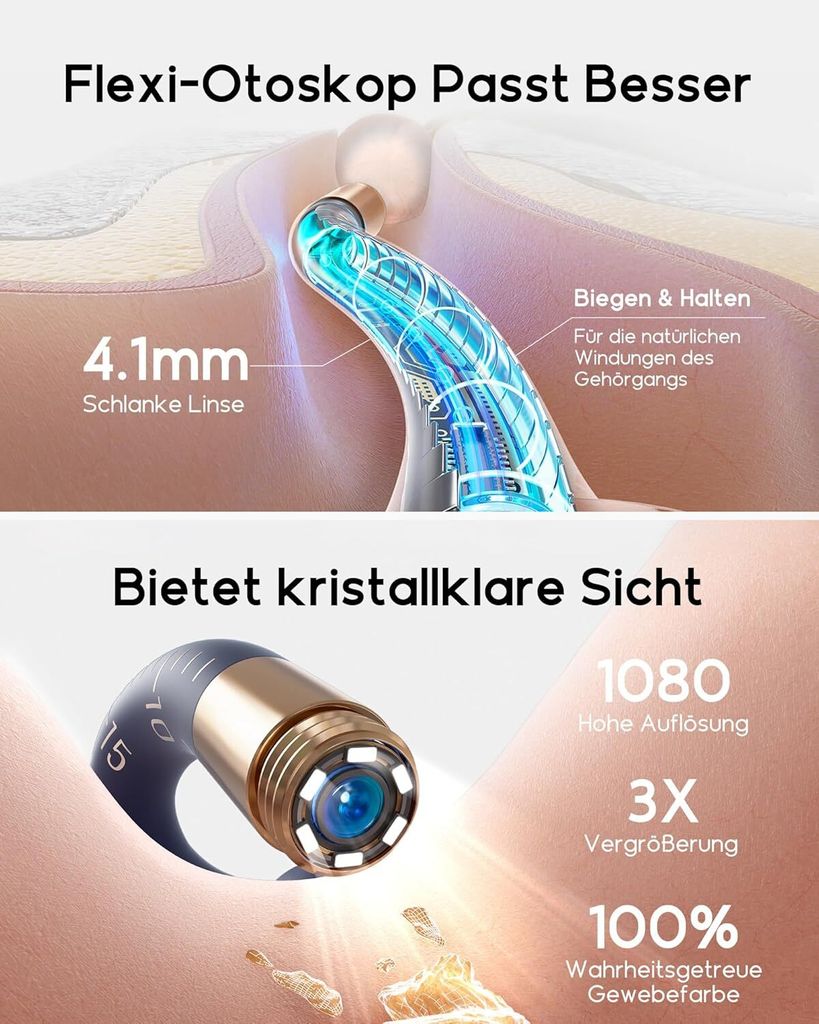 Bebird Ohrenschmalz Entferner Otoskop, 1920P HD Flexibler Produktbild 5