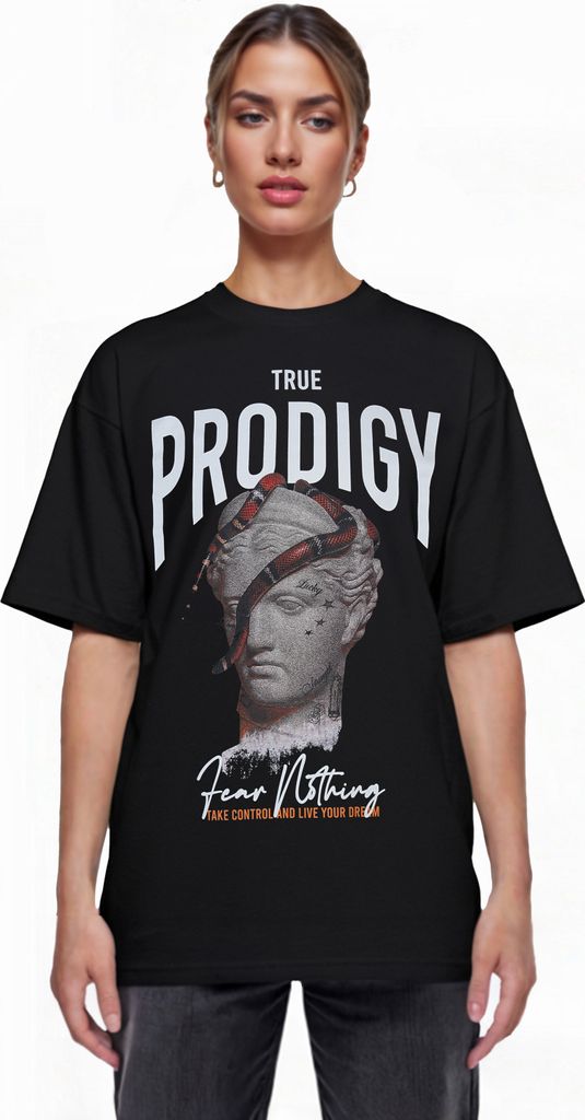 Jamie F Damen Oversize-Shirt Logoprint Rundhals dicker Stoff Rundhals