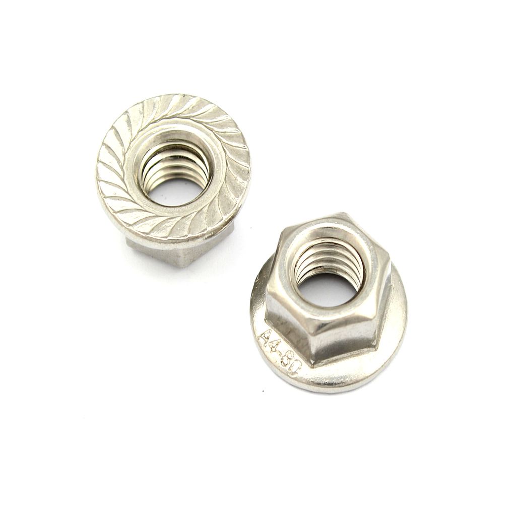 50 Stück M10 Sechskantmuttern mit Flansch und Sperrverzahnung WS 9345 DIN 6923 A4-80