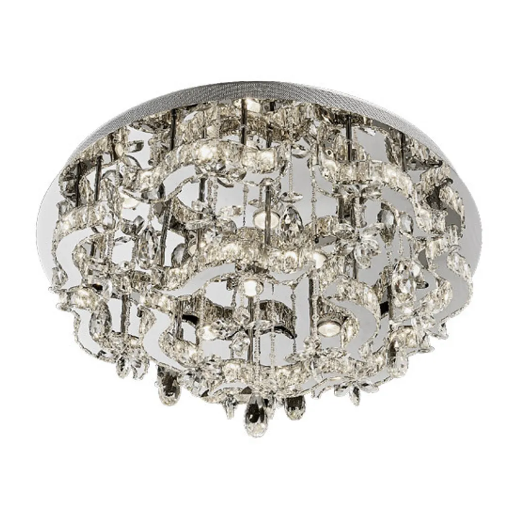 Plafonnier ARAMEA LED 33W et 11xGU10 Argenté Ø 80cm Design Moderne Luxe