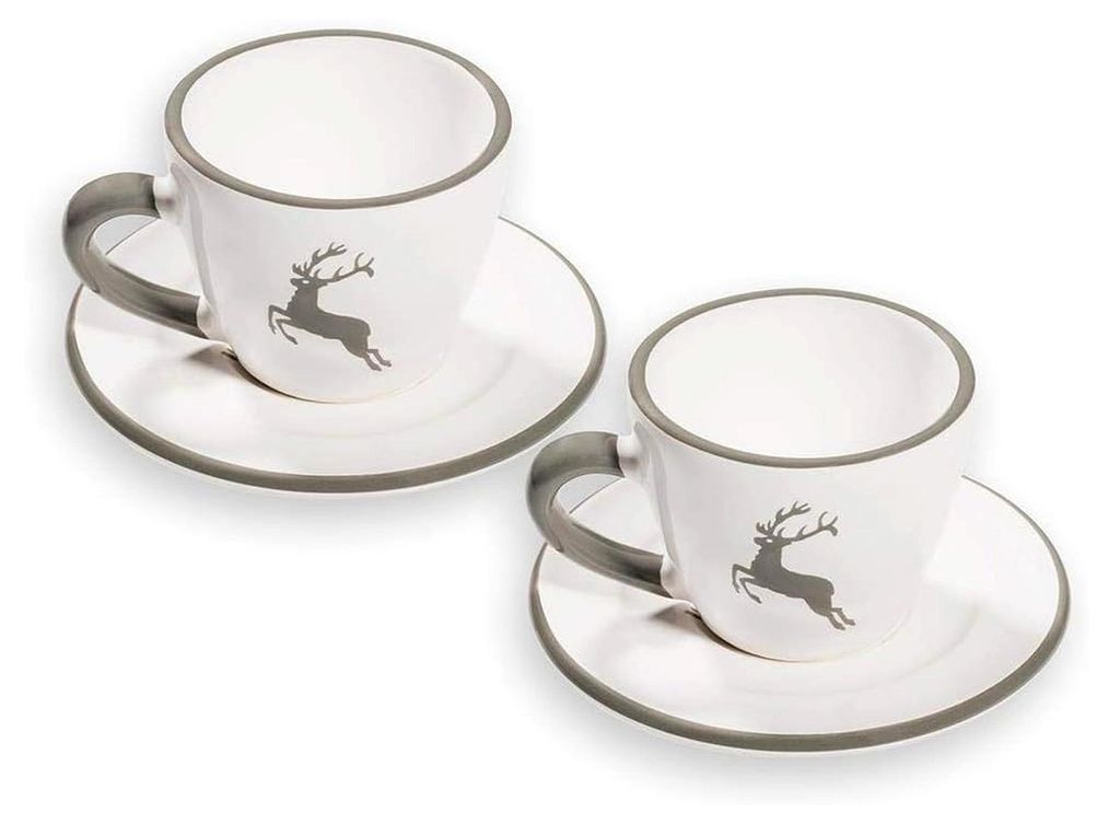 Espresso für 2 - Gourmet Kaffeeset Grauer Hirsch, handgefertigt in Österreich
