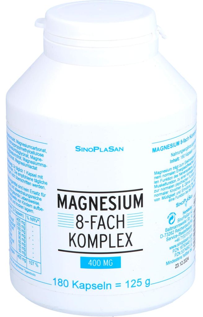 SinoPlaSan Magnesium 8fach Komplex 400 mg Kapseln, 180 St. Kapseln