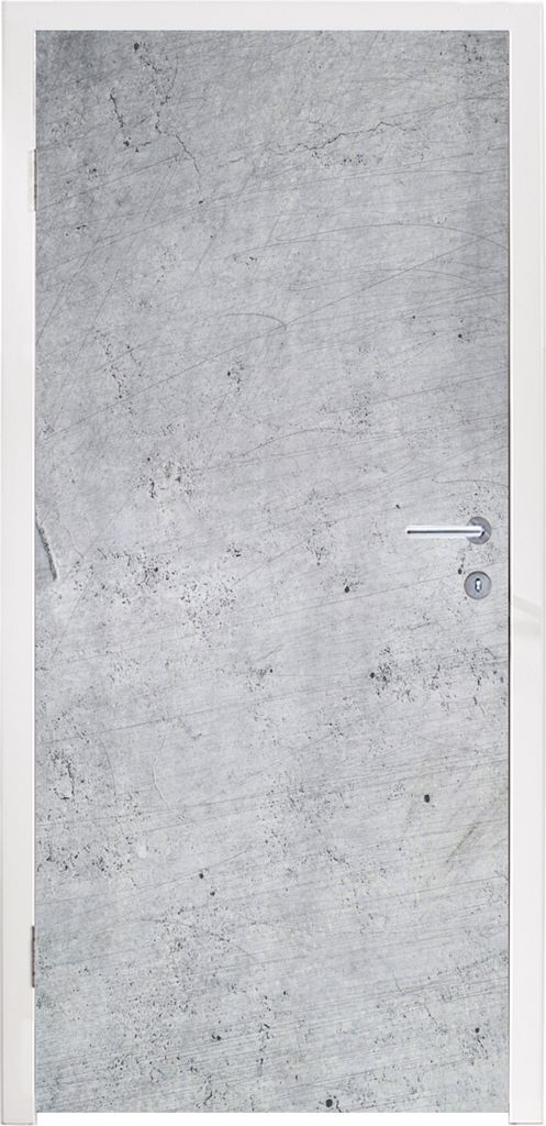 MuchoWow Türtapete Selbstklebende Türfolie Beton - Grau - Silber 95x235 cm Türposter Türaufkleber Klebefolie Türklebefolie - XXL-Poster - T...