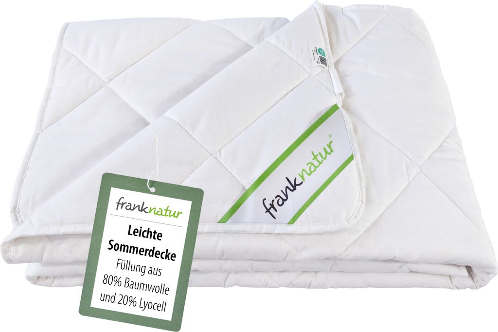 franknatur Sommerdecke 135x200 Bettdecke Sommer Füllung 80% Baumwolle und 20% Lyocell Lyocell waschbar