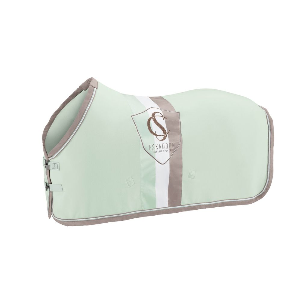 Eskadron Abschwitzdecke " FLEECE STRIPE ", beidseitig vertikale Streifen, 3fach Kordel Größe - 135cm Farbe - powder green