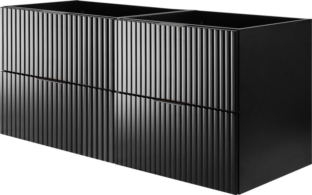 Waschtischunterschrank, Mattweiß, 120 (2 x 60) x 57 x 46 cm, silberner Griff, ohne Arbeitsplatte