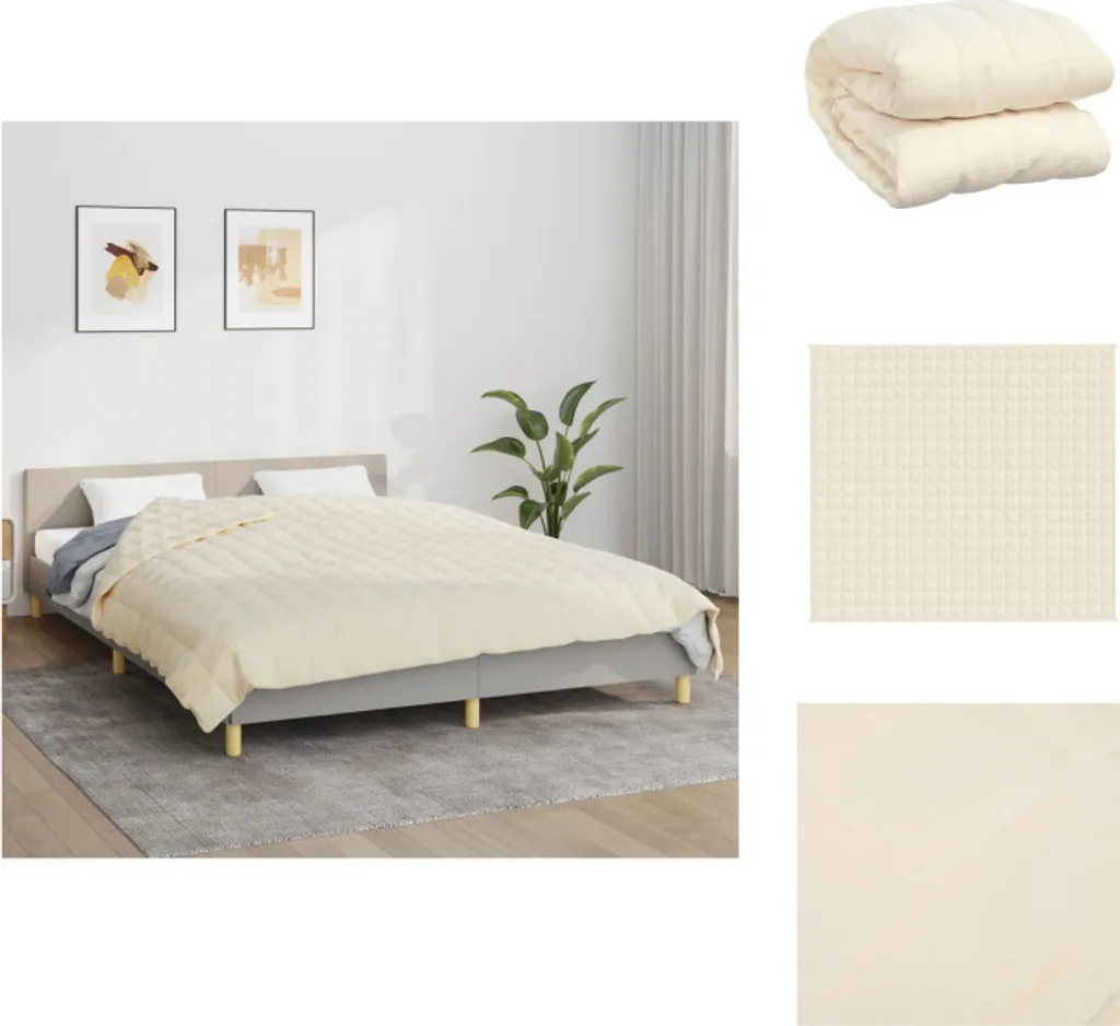 vidaXL Coperta pesata crema chiaro 200x220 cm 9 kg di tessuto - Coperte