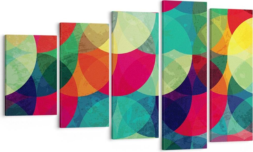 Bild auf Leinwand - Leinwandbild - 5 Teile - Farben Räder Abstraktion - 100x60cm - Wand Bild - Wanddeko - Wandbilder - Leinwanddruck - Bilder - Wa...