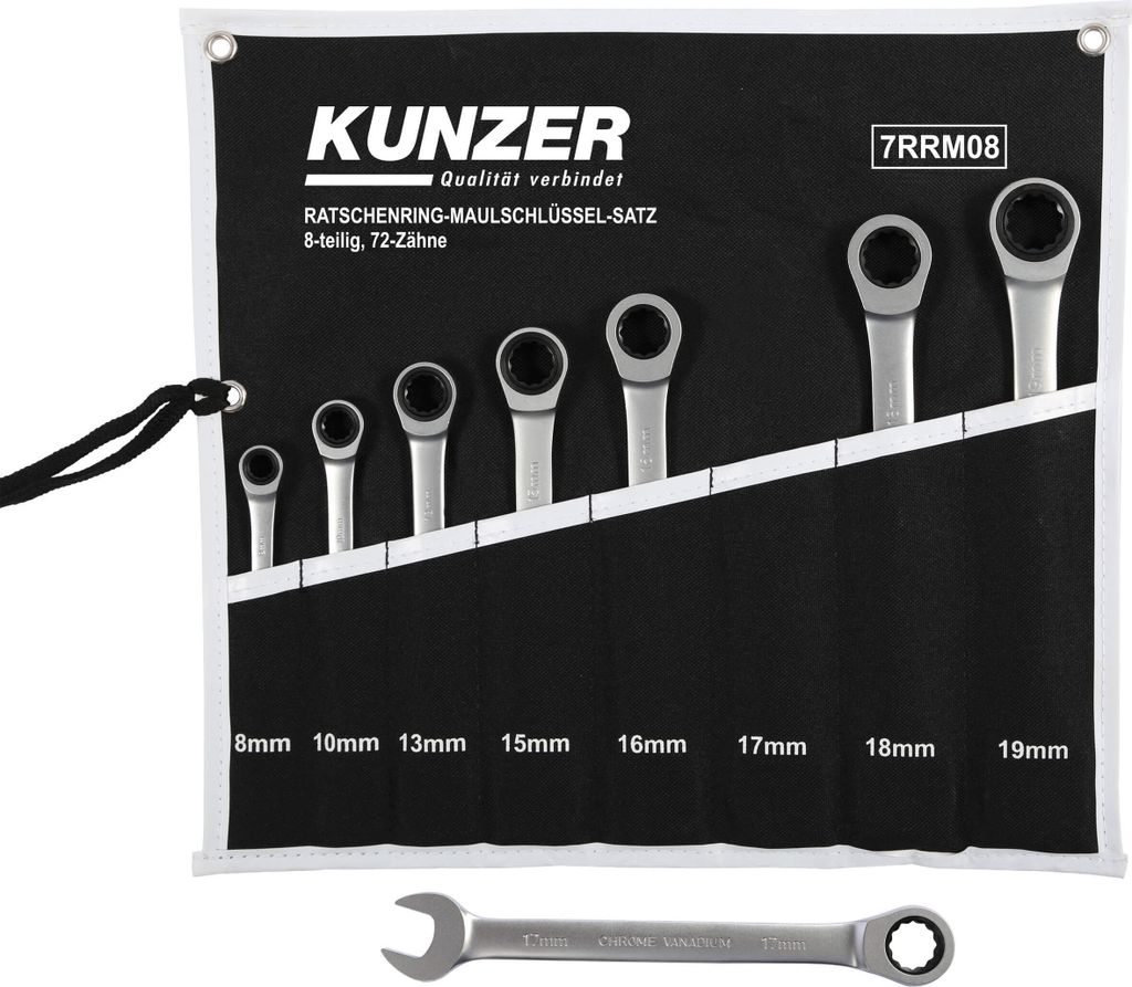 Kunzer Umschalt-Ratschenringmaulschlüsselsatz, 8-tlg. 7RRM08