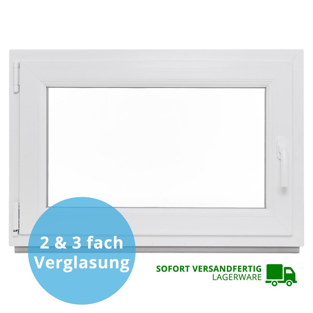 Kellerfenster Fenster 2-fach & 3-fach Verglasung Dreh-Kipp Weiß Premium 