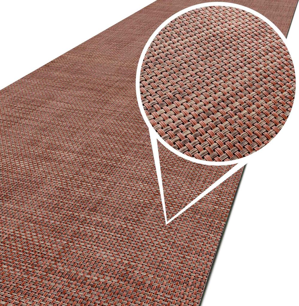 Outdoorläufer Teppich Läufermatte TATAMI Rot Rattan Robust Breite 50cm Länge 140cm
