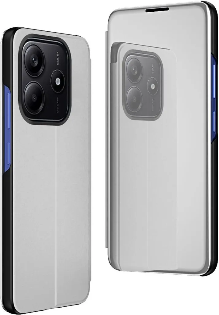 Custodia Flip Smart per Xiaomi Redmi Note 14 5G - Argento Specchio