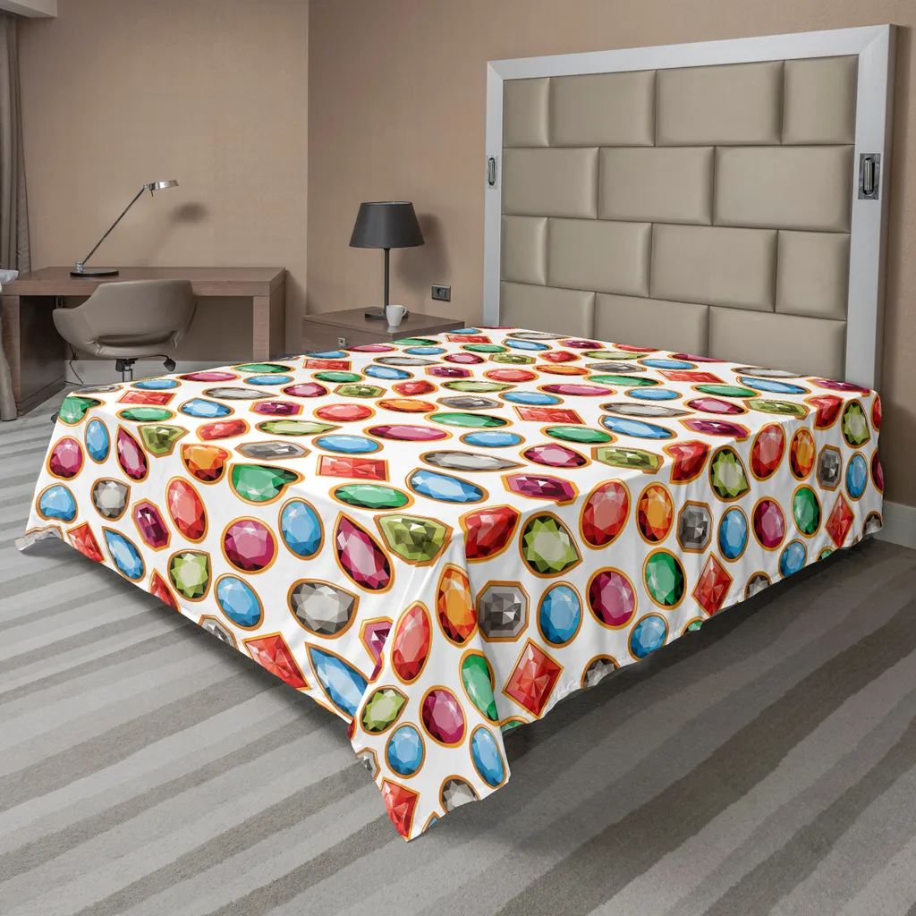 Drap de lit supérieur motif Diamant Multicolore 244x205 cm Décoratif