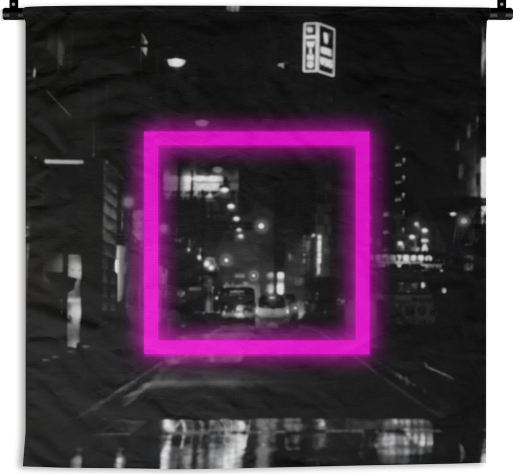 MuchoWow Wandteppich Wandbehang Spiele - Neon - Rosa 150x150 cm Tapisserie Dekoration Wandtuch - Wohnaccessoires - Modernes
