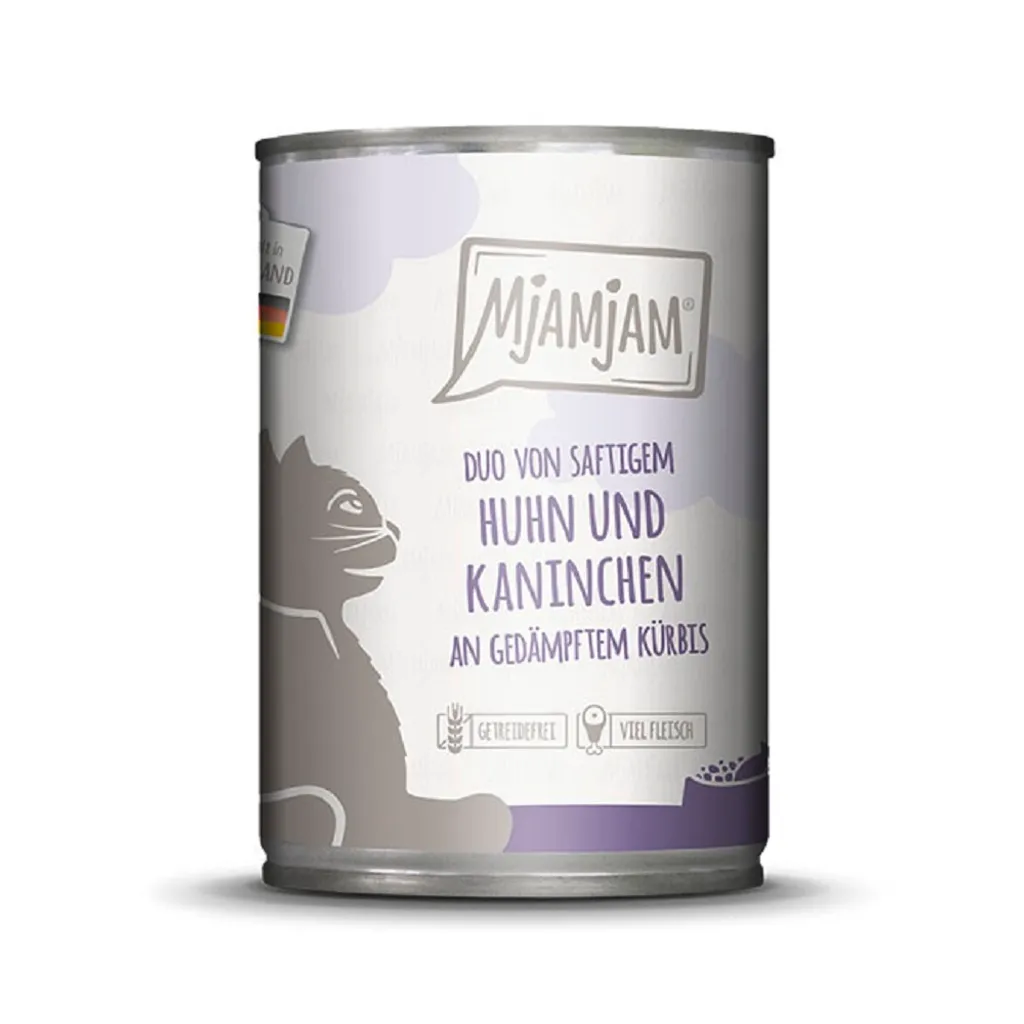 Mjamjam Duo Poulet Lapin Citrouille sans Grain Pâtée Riche en Viande