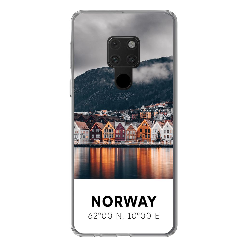 MuchoWow Handyhülle Schutzhülle Hülle für Huawei P40 Lite Norwegen - Skandinavien - Bergen - Winter Silikon Softcase Handy Hülle - Handy