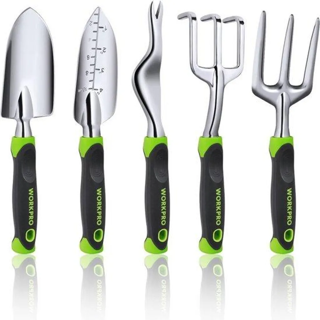 Kit outils de jardinage contre la fatigue des mains pack 5 pièces vert