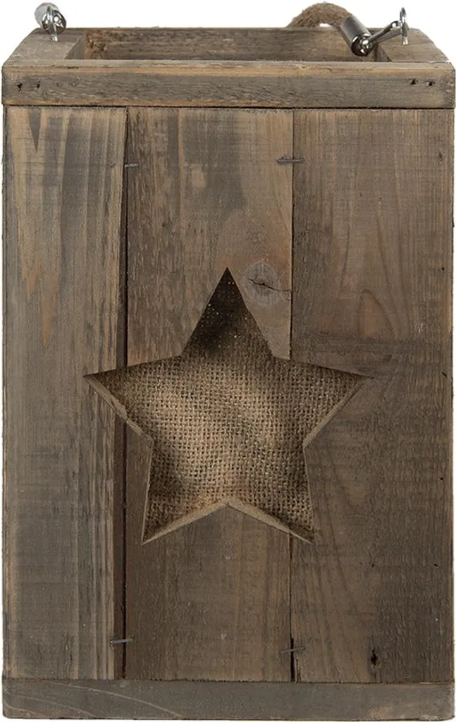 Grand Photophore Bois Étoile 28 cm pour un Éclairage Douceur et Calme