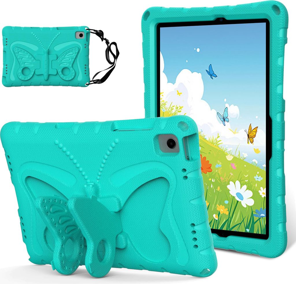 Kinder Hülle für Samsung Galaxy Tab A9+ / A9 Plus 11" Leicht Stoßfeste EVA Kindgerechtes Schutzhülle mit Schultergurt, Schmetterlings-Ständer ...
