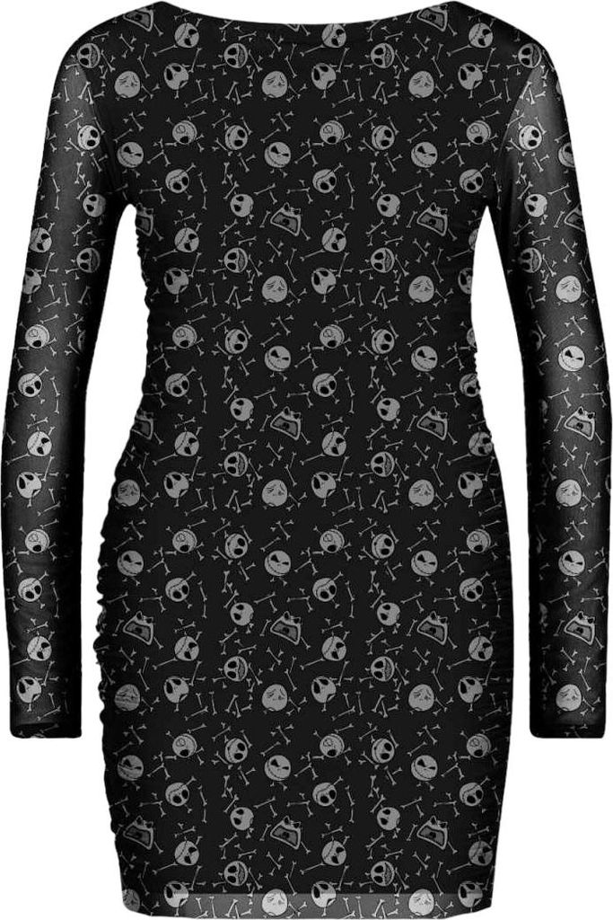 Nightmare Before Christmas - Bodycon Kleid Rundum bedruckt für Damen HE1718 (L) (Schwarz)