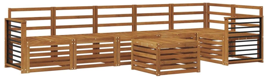 vidaXL Ecksofa Set 7 pcs Natur Massivholz Akazie