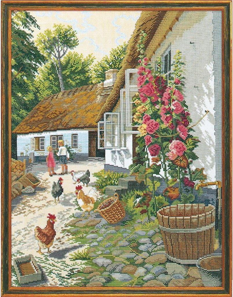 Eva Rosenstand Kreuzstich Set "Stockrose", Zählmuster, 48x67cm