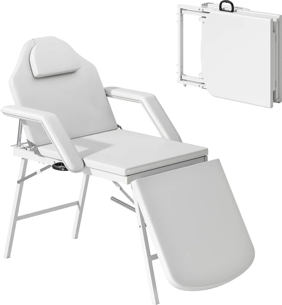 Table de soin pour esthétique et massage blanc en acier 182L x 82B cm