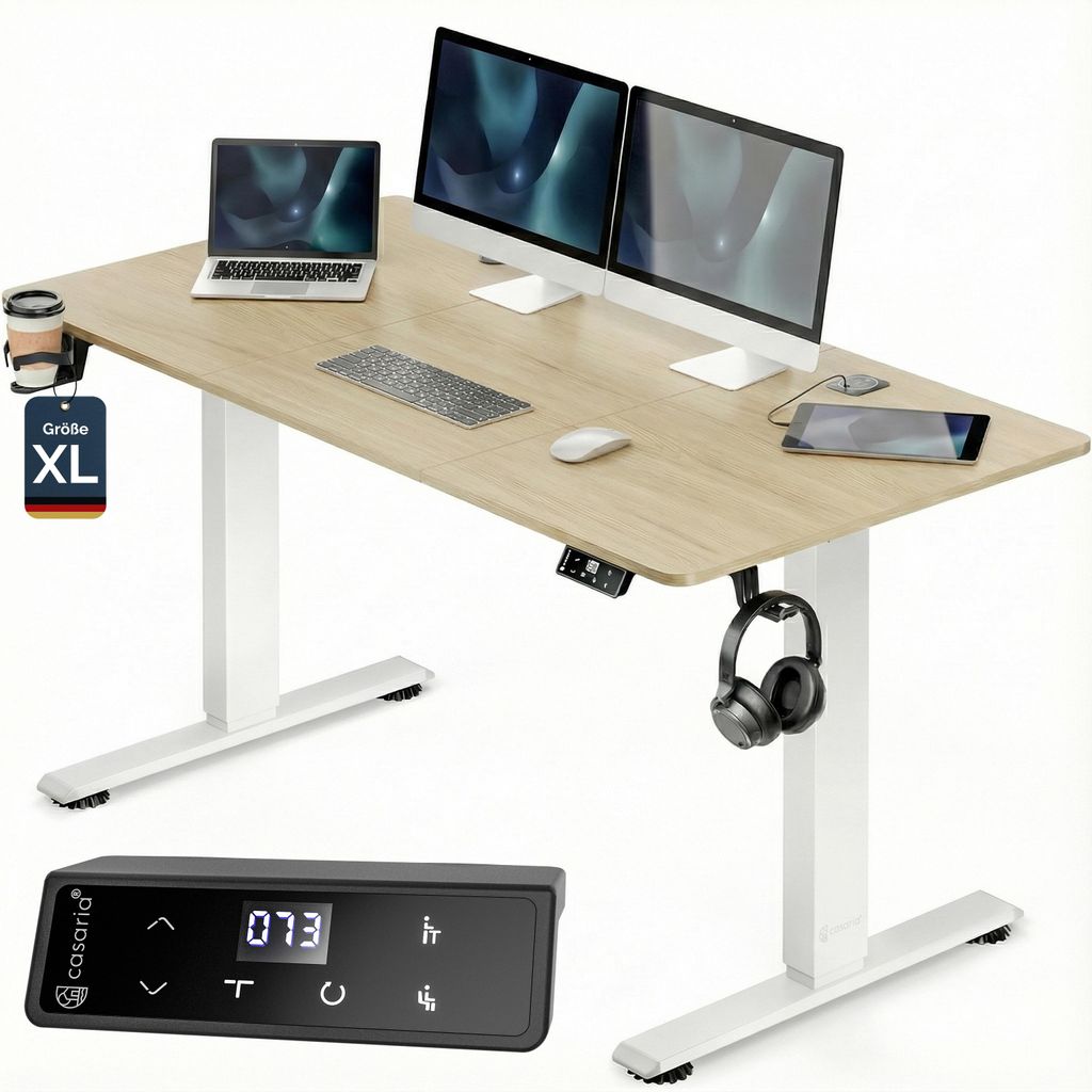 CASARIA® Bureau électrique réglable en hauteur beige 160 x Image du produit 