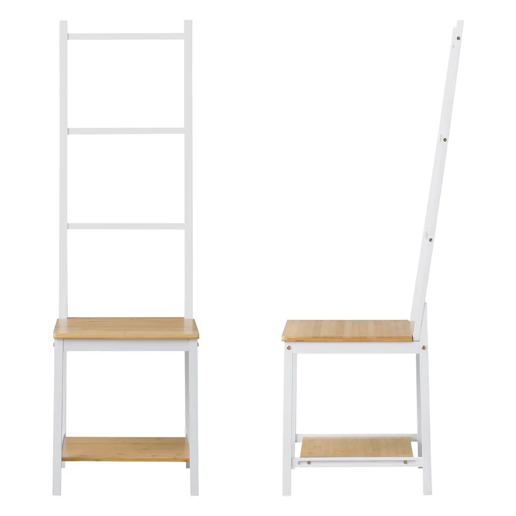 Valet de nuit design en bambou blanc Garrett pour chambre et dressing