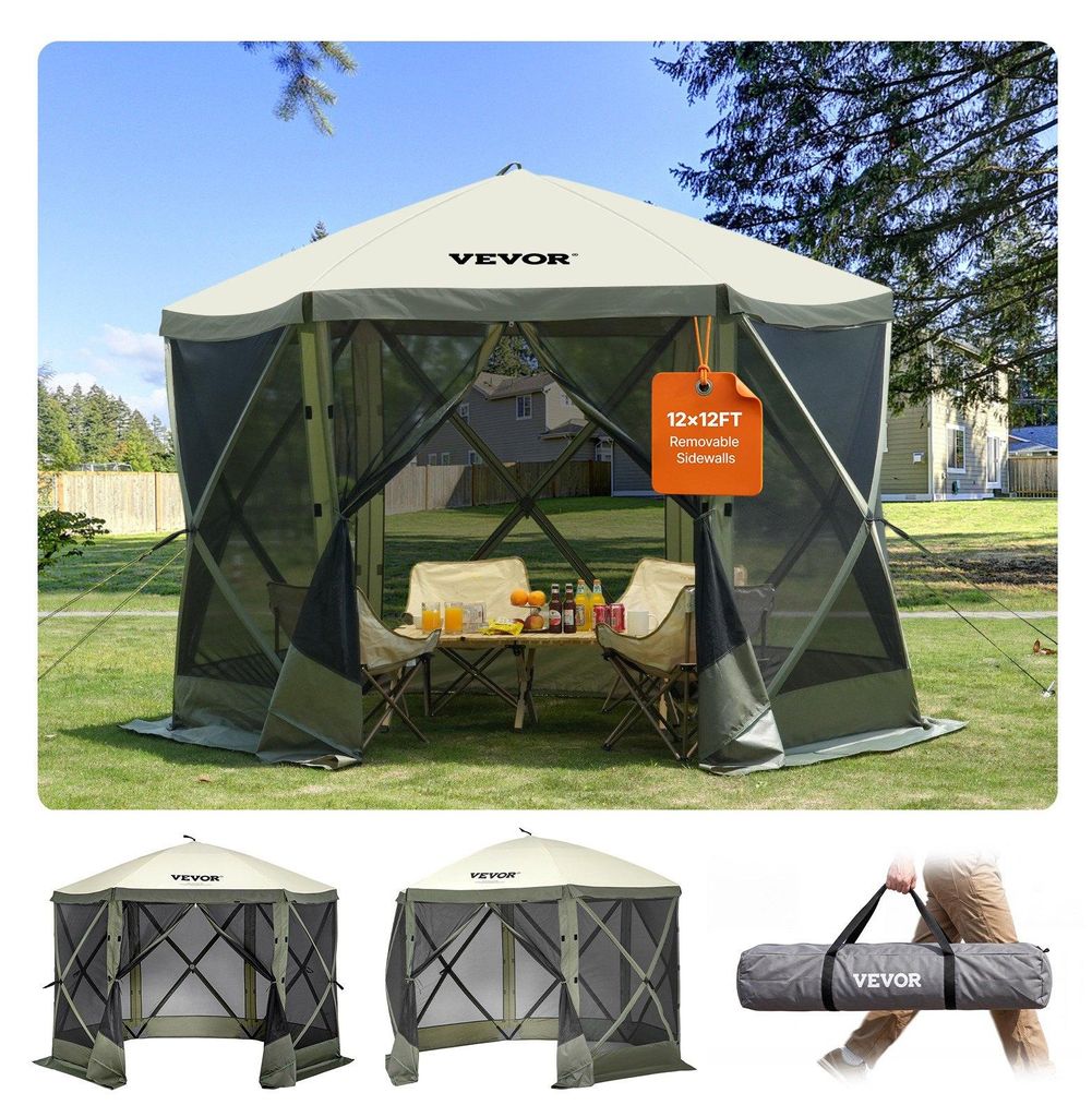 VEVOR Pavillon Bildschirmzelt, 10 x 10 Fuß, 6-seitiges Produktbild 