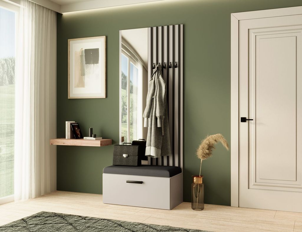 Garderobe MARGARET II , Farbe: Kaschmir + Schwarze Lamellen Produktbild 