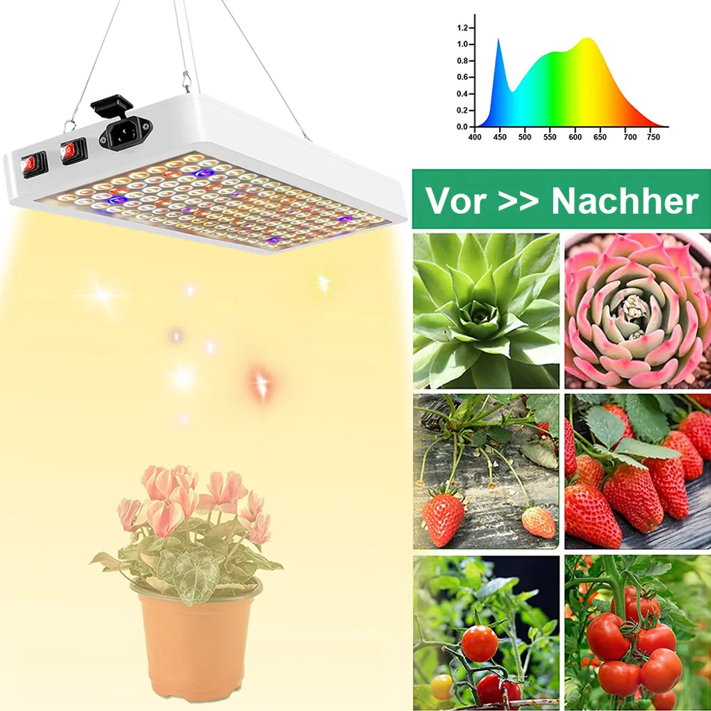 Lampe Plante 100W 288 LED Spectre Complet - 3 Modes - Idéal Pousse - 7