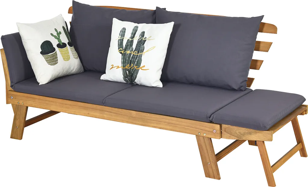 Canapé inclinable COSTWAY en bois d'acacia avec coussin gris élégant