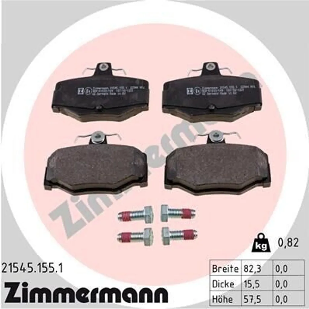 Plaquettes de Frein Zimmermann Haute Résistance pour Nissan N16 V10