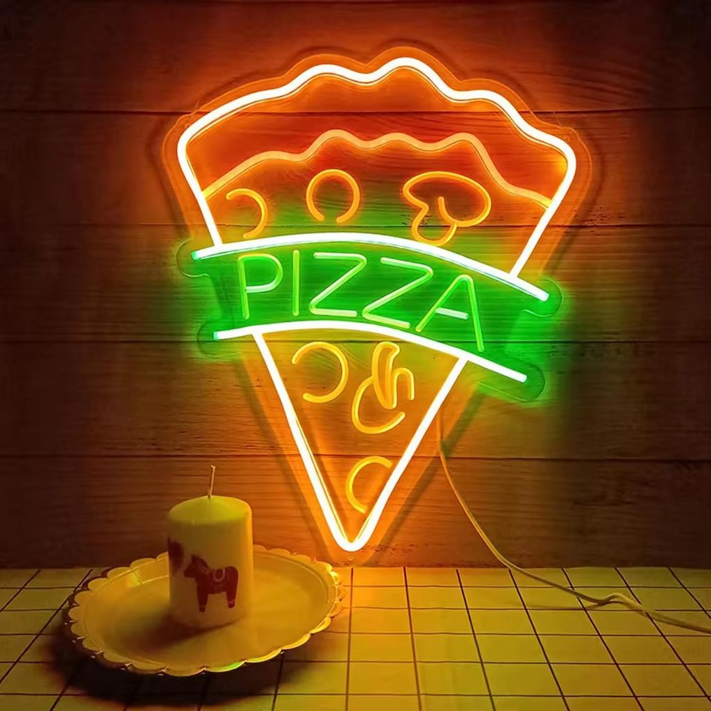 NEON LED svetlo, dekoratívne nástenné svetlo, pizza kus, Obrázok produktu 