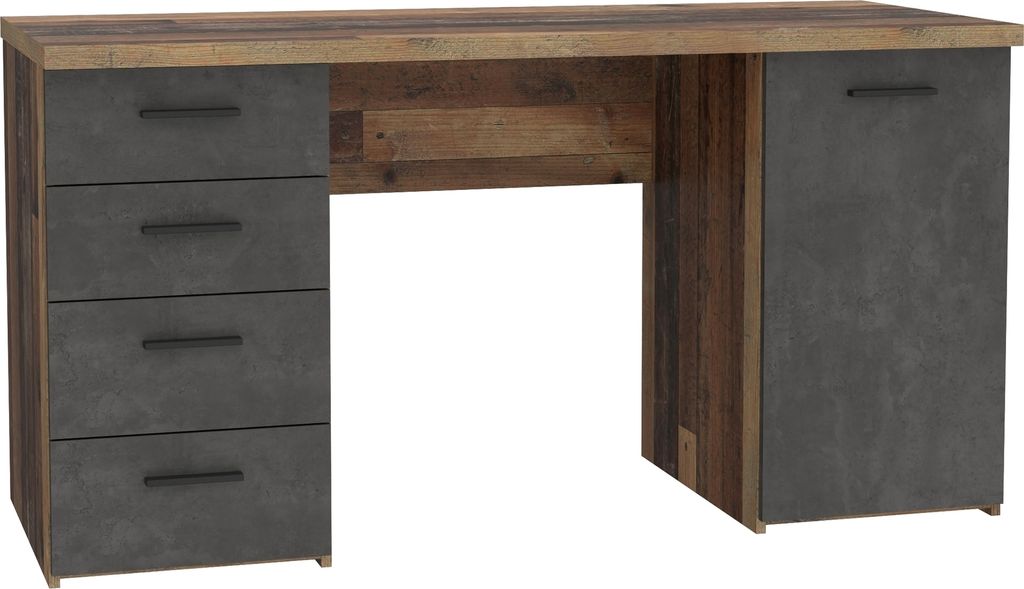 Schreibtisch Bürotisch Computertisch Arbeitstisch Laptoptisch Bürmöbel "Balu I" Old Wood Vintage / Betonoptik Dunkelgrau