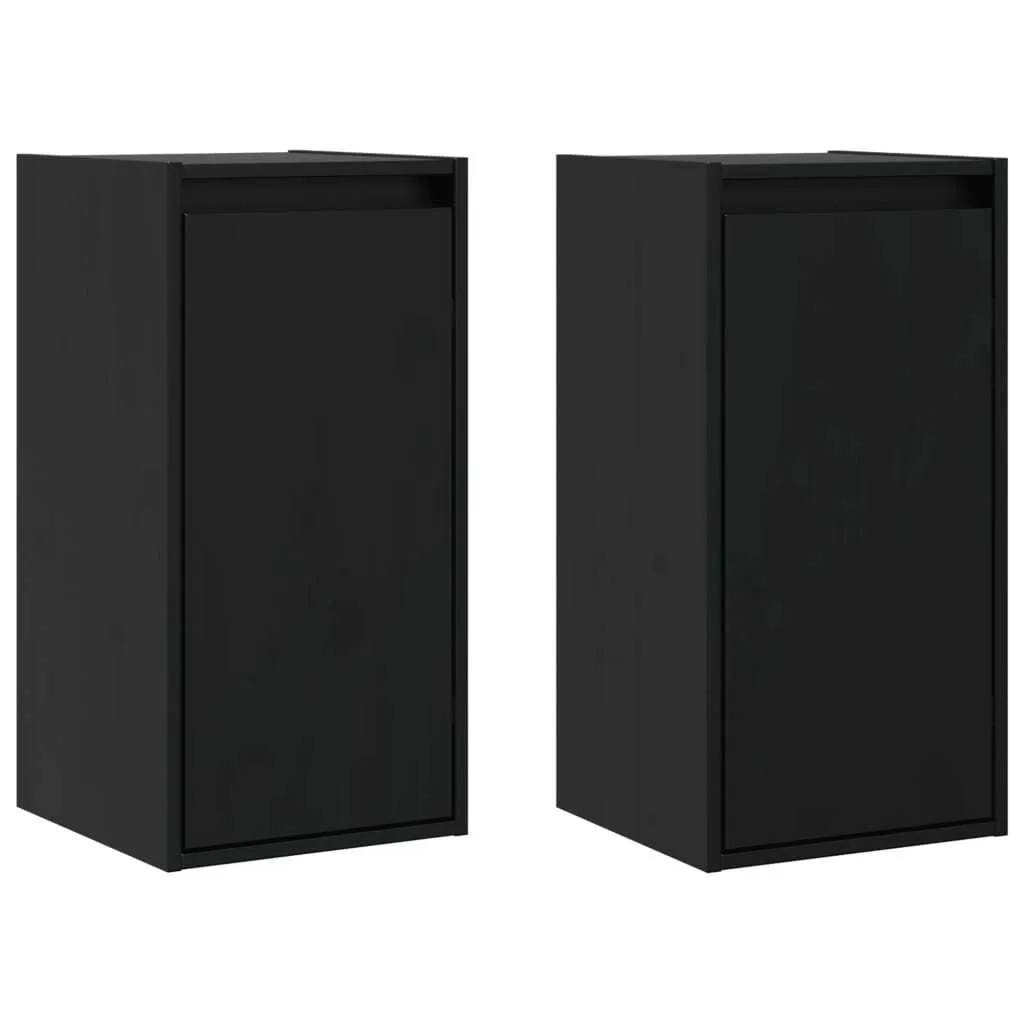Set 2 Mobili Sospesi Neri 30x30x60 vidaXL - Soluzione Legno Massello