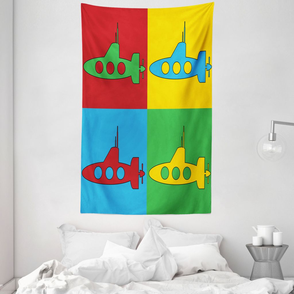 ABAKUHAUS U-Boot Wandteppich und Tagesdecke, Pop-Art-Behälter-Frames aus Weiches Mikrofaser Stoff Waschbar ohne Verblassen Digitaldruck, 140 x 230...