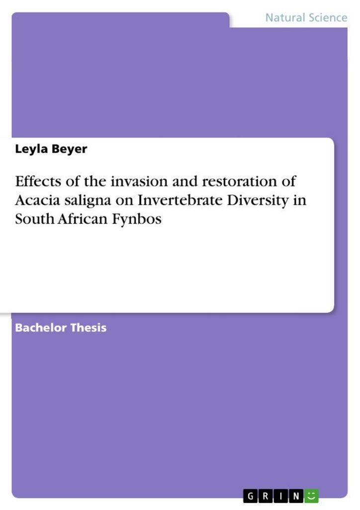 Effects of the invasion and restoration of Acacia saligna on Invertebrate Diversity in South African Fynbos