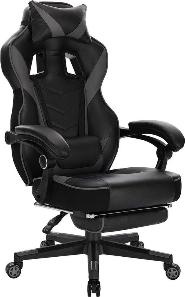 Bolt Edge Gamingstuhl – Schwarz Kunstleder – Ergonomisch – Höhenverstellbar – Mit Fußstütze – Gaming- und Bürostuhl