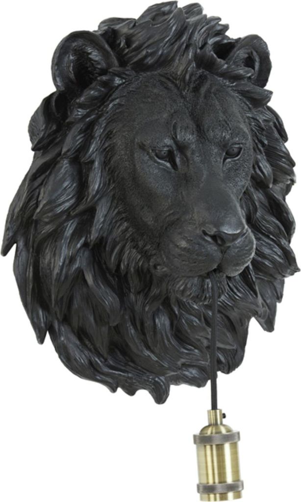 Light & Living - wandleuchte - Lion - schwarz - kunststoff - tierlampe - E27 - 3124812