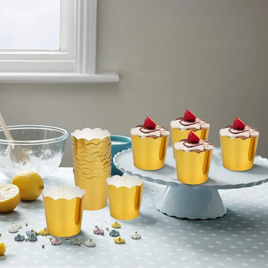 Caissettes à cupcakes en papier argent 50 pièces pour muffins et cakes