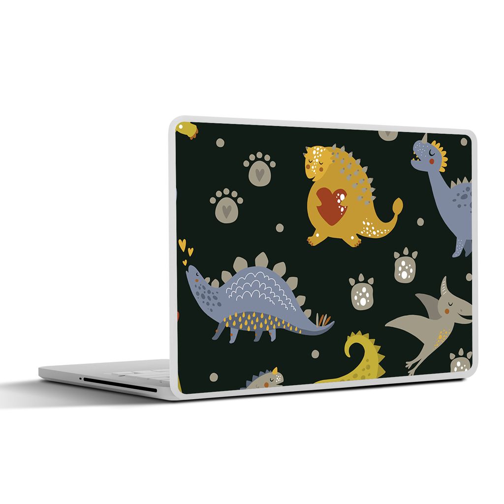 MuchoWow Laptop Aufkleber Sticker Cover Dino - Kinder - Schnittmuster - Jungen - Mädchen - Dinosaurier 36.5x27.5 cm - Laptop-Sticker