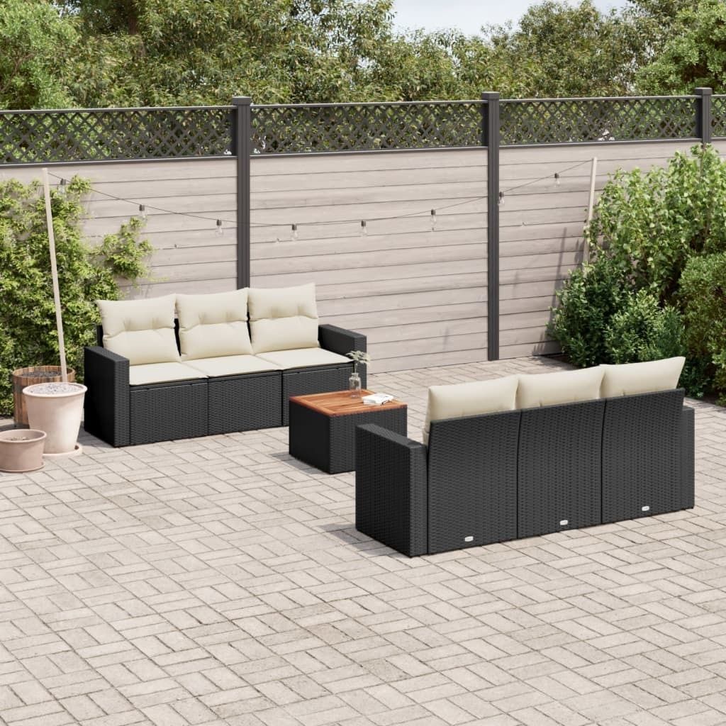 Maison Exclusive - 7-tlg. Garten-Sofagarnitur mit Kissen Schwarz Poly Rattan
