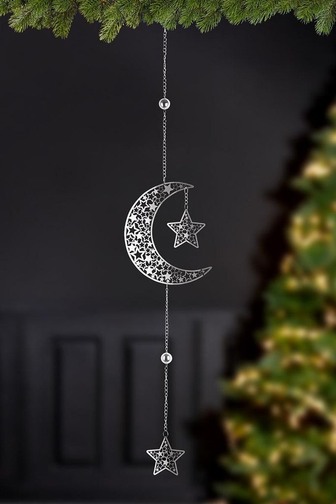 Gilde Metall Girlande Mond "Stars" VE 12 26963 Produktbild 