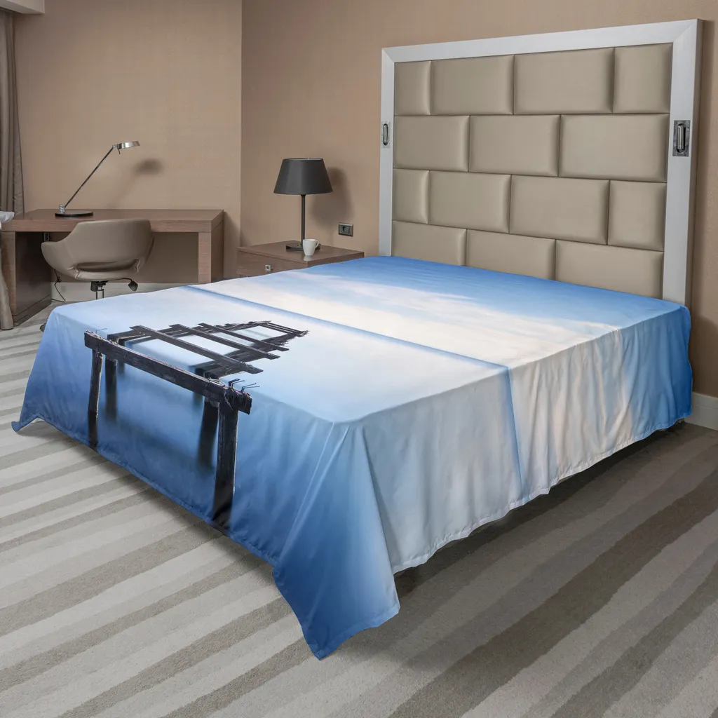 Drap de lit Paysage pour chambre zen 275x260 cm - Ambiance Lac Paisible