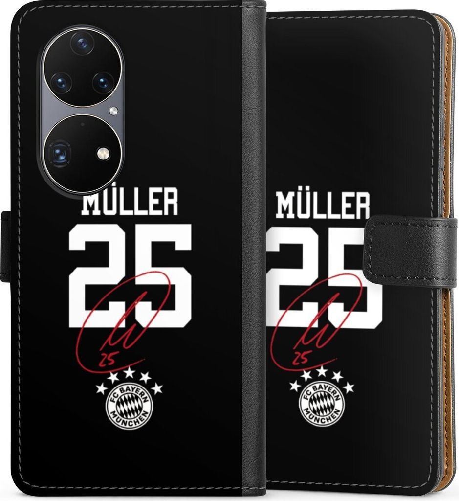 DeinDesign Klapphülle für Huawei P50 Pro Handytasche Lederhülle Tasche FC Bayern München FCB Thomas Müller