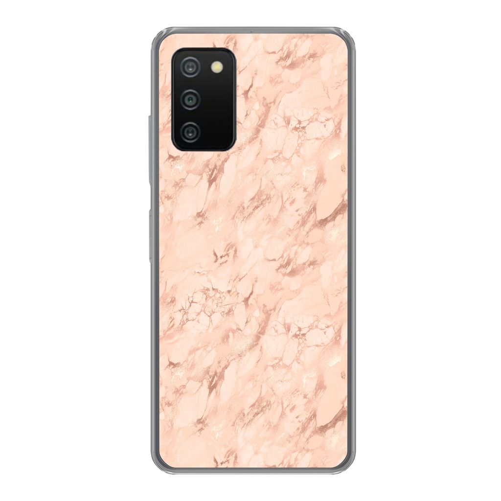MuchoWow Handyhülle Schutzhülle Hülle für Samsung Galaxy A03s Marmor - Roségold - Muster - Luxus Silikon Softcase Handy Hülle - Schutz