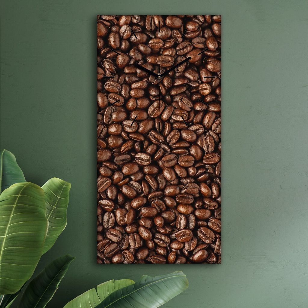 Wohnzimmer Leinwand Uhr Geräuschlos Küche 30x60 Kaffee, Bohnen, Motive, schwarze Zeiger